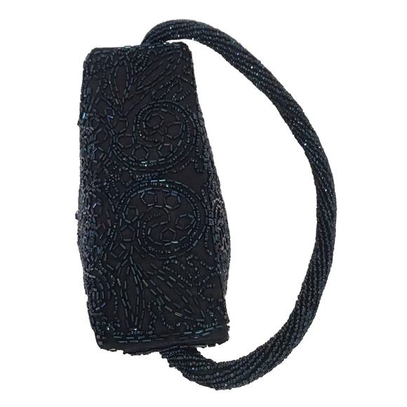 Silk Taffeta Beaded Bucket Purse Handbag Embellished Rauf Co Snap Vintage - Picture 3 of 16